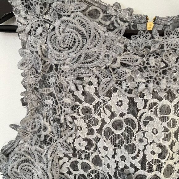 POL Grey Lace Embroidered Sleeveless Baby Doll Blouse - Picture 7 of 8